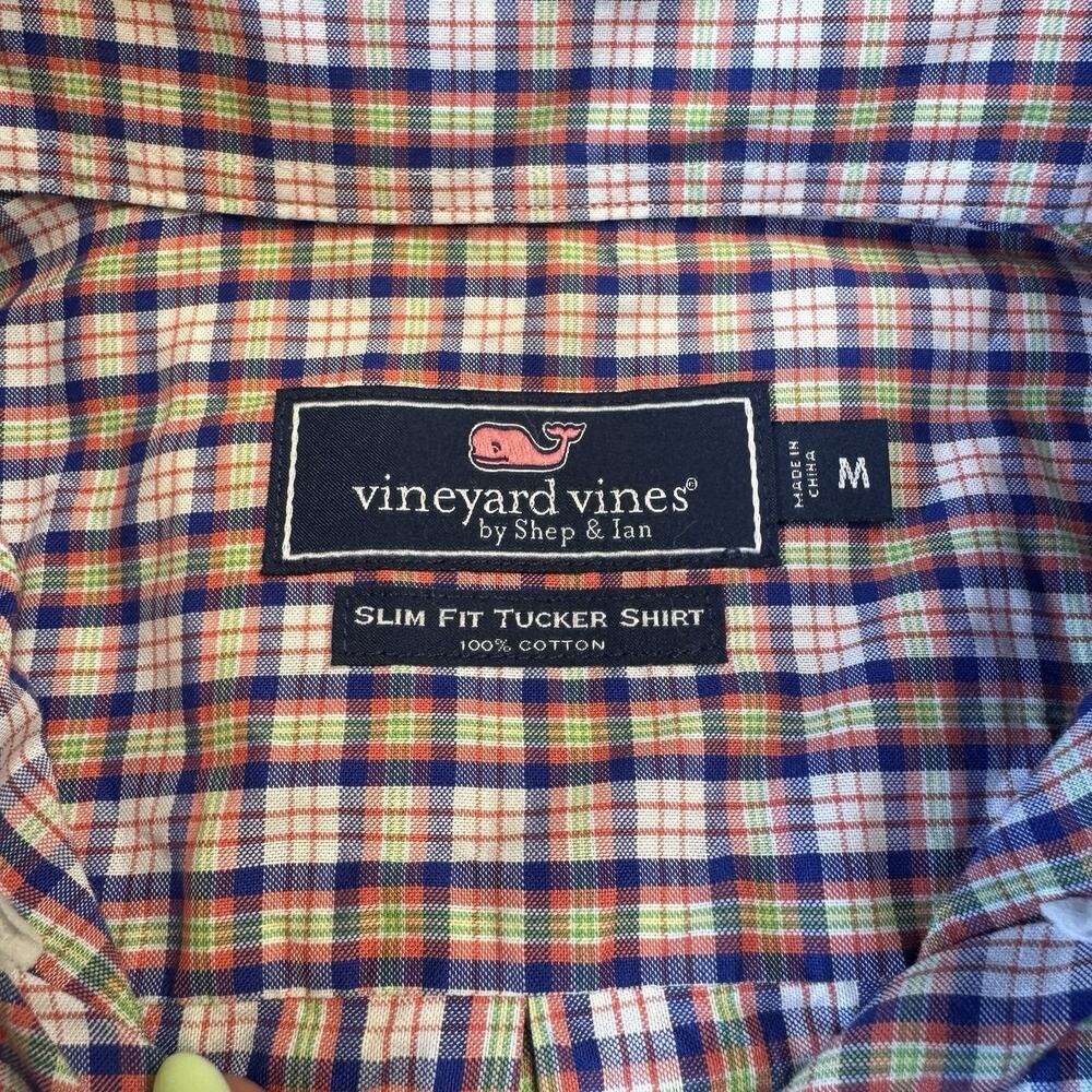 Vineyard Vines Shirt Mens Sz M Long Sleeve Button Down Plaid Slim Fit Tucker - Picture 2 of 5
